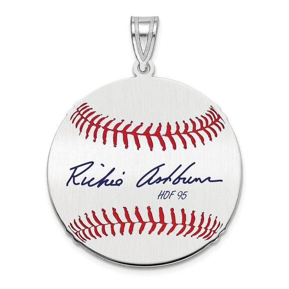 Sterling Silver Richie Ashburn Signature MD Enamel Baseball Pendant